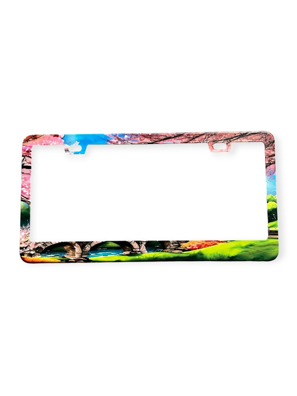 NWT! Decorative Cherry Blossom License Plate Frame - Pink & Green